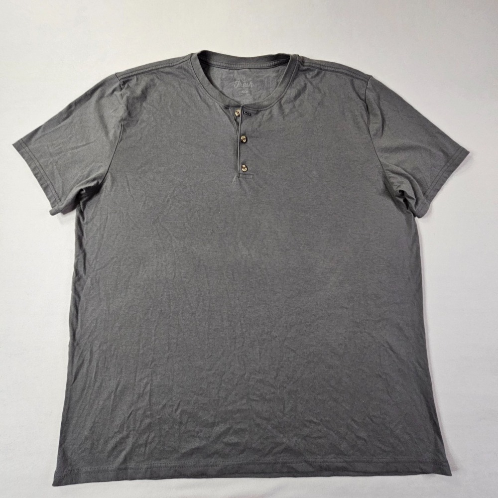 Fresh Clean Tees Gray Short Sleeve Cotton Blend Henley T-Shirt Men's 2XL